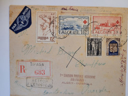FIRST FLIGHT 1953 REGISTERED TIPASA ALGER  OUARGLA - Storia Postale