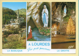 LOURDES – La Grotte / La Basilique / 3 Vues (voir Scan Recto/verso) - Lieux Saints