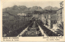 CPA - MENTON - AVENUE DE VERDUN - HOTEL DE L'EUROPE - Menton