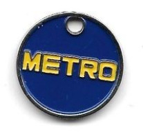 Jeton De Caddie  Argenté  Fond  Bleu  Magasin  De  Gros  METRO  Verso  Alain  Mourgeon - Trolley Token/Shopping Trolley Chip