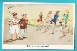 * Fantaisie - Fantasy - Fantasie (Humor - Humour) * (John Wills) Emil, Mach Die Augen Zu, Bikini, Girls, Digue, Old - Humor