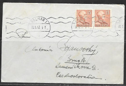 1947 Kalmar (18.8.47) To Czechoslovakia - Storia Postale