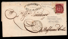 1886: Piego Cent. 10 Con Annullo Numerale 243 Da Acquanegra Cremonese (Cr) - Marcofilía