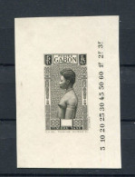 !!! GABON, EPREUVE EN NOIR SANS FACIALE SUR PAPIER CARTON DU TYPE FEMME PAHOUINE (TAXE) - Unused Stamps