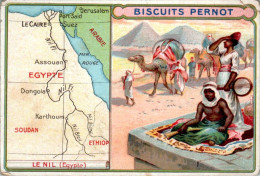Chromo Biscuits Pernot Fleuve River Le Nil ( Egypte ) Texte Au Dos En B.Etat - Pernot