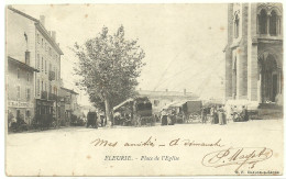 Rhône- Commune De FLEURIE Carte Précurseur 1903 De La Place De L'église - Sonstige & Ohne Zuordnung