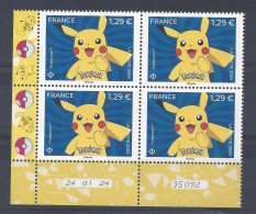 POKEMON PIKACHU - BLOC De 4 COIN DATE - NEUF SANS CHARNIERE - 24/01/24 - 2020-…