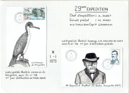 29e Expédition Terre Adélie - 2 CP TP N°76 - 78 - 1er Jour OB CàD Dumont D'Urville Teere Adélie - 1/1/79 - Cartas & Documentos