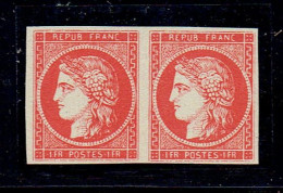 FAUX - Paire TP N°7 Vermillion Vif NSG - FAKE / FORGED - 1849-1850 Cérès