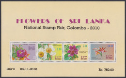 Sri Lanka Ceylon 2010 MNH MS Overprint, Flowers, Flower, Shrub, Tree, Rose, Orchid, Miniature Sheet - Sri Lanka (Ceilán) (1948-...)