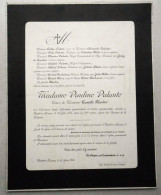 1904 Hastière-Lavaux, Décès Pauline Palante, Veuve Camille Marlier, à 24 Ans - Château De La Thilaire (Thylère) - Décès