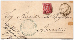 1889  LETTERA CON ANNULLO NUMERALE ANZANO DEGL' IRPINI  FOGGIA - Marcofilie