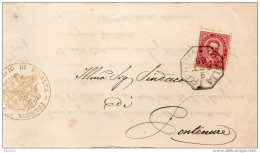 1885  FRONTESPIZIO  CON ANNULLO RIVALTA TREBBIA PIACENZA - Poststempel