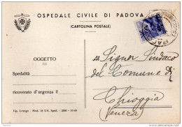 1950 CARTOLINA CON ANNULLO PADOVA - 1946-60: Marcophilie