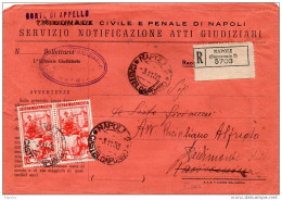 1953  LETTERA RACCOMANDATA  CON ANNULLO NAPOLI 2 CASTEL CAPUANO - 1946-60: Poststempel