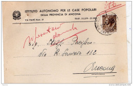 1958 CARTOLINA CON ANNULLO ANCONA - 1946-60: Poststempel