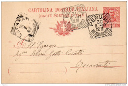 1907  CARTOLINA CON ANNULLO PERUGIA - Stamped Stationery