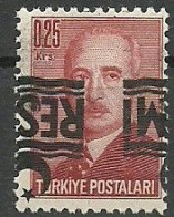 Turkey; 1955 Official Stamp 0.25 K. ERROR "Inverted & Shifted Overprint" MNH** - Francobolli Di Servizio