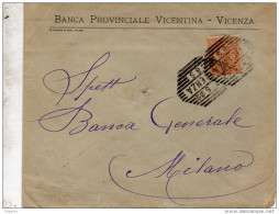 1892 LETTERA BANCA PROVINCIALE VICENTINA  CON ANNULLO VICENZA - Storia Postale