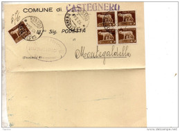 1944 LETTERA CON ANNULLO CASTAGNERO VICENZA  QUARTINA - Marcophilia