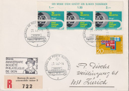 1967 Schweiz R-Brief, Zum:CH 446+447, Mi:CH: 851+852, 25ème ANNIVERSAIRE SOCIÉTÉ PHILATÉLIQUE DE SION - Cartas & Documentos