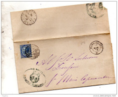 1878 LETTERA CON ANNULLO NUMERALE MARCIANISE CASERTA + S.MARIA CAPUAVETERE - Poststempel