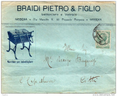 1915 LETTERA INTESTATA LATTONIERE E VETRAIO MODENA - Marcofilía