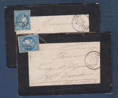 Bordeaux N° 46B  Oblit. GC 1025 ( Cierp ) Sur 2 Enveloppes - 1870 Ausgabe Bordeaux