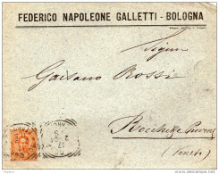 1894  LETTERA INTESTATA CON ANNULLO  BOLOGNA - Marcophilie