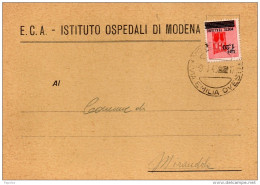 1945  CARTOLINA  CON ANNULLO MODENA - Marcophilia