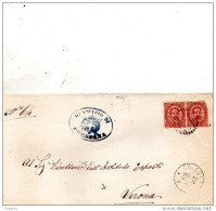 1883  LETTERA CON ANNULLO NUMERALE COLOGNA  VERONA - Storia Postale