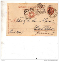 1897  CARTOLINA CON ANNULLO AMBULANTE BOLOGNA  - FOGGIA - Stamped Stationery