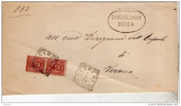 1899 LETTERA CON ANNULLO CEREA   VERONA - DENTELLATURA  FORTEMENTE SPOSTATA - Storia Postale