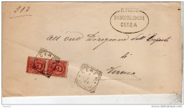 1899 LETTERA CON ANNULLO CEREA   VERONA - DENTELLATURA  FORTEMENTE SPOSTATA - Marcofilía