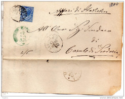 1880  LETTERA CON ANNULLO NUMERALE LEGNAGO VERONA - Marcophilie