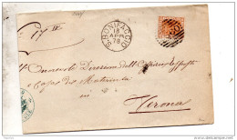 1878 LETTERA CON ANNULLO NUMERALE SAN BONIFACIO VERONA - Poststempel