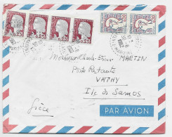 DECARIS 25C BANDE DE 4+20C COCTEAU PAIRE LETTRE AVION LES PORTES CHARENTE MARITIME POUR VATHY ILE DE SAMOS GRECE - 1960 Marianne De Decaris