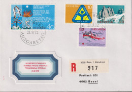 1972 Schweiz FDC - R-Brief, Zum:CH 516-519, Mi:CH: 976-978, Sonderpostmarken - Storia Postale