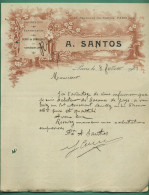 75 Paris Santos A 48 Faubourg Du Temple ( Logo Fleurs Chaussures Bottes Bottines ) 8 02 1908 - Textile & Clothing