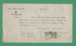 Algérie Constantine Croix Rouge Cachet De La Croix Rouge Sur Timbre Fiscal 6 Février 1946 ( Sujet Livraison Cigarettes ) - Otros & Sin Clasificación