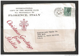 1953 Christmas  Florence To Newberry SC USA - 1946-60: Storia Postale