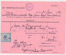 Beursbelasting 2.- GLD. Den 19.. - Zwolle 1930 - Revenue Stamps