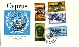 Cyprus 1964, UN Overprint Set Mi. 228-232, On FDC 5.5.64,  Neat Condition - Cartas