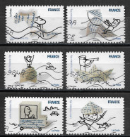 France 2010  Oblitéré  Autoadhésif  N° 474 - 475 - 476 - 478 - 480 - 482   -    Sourires Avec Personnages De Bloch - Used Stamps