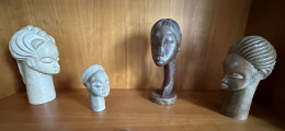 LOT DE 4 TÊTES De FEMMES - ART AFRICAIN - Afrikanische Kunst