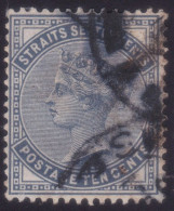 STRAITS SETTLEMENTS 1894 QV Wmk.Crown CA 5c Sc#51 - USED Heavy Cancel @N538 - Straits Settlements