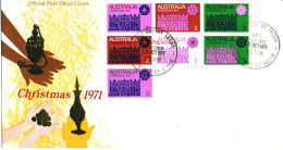 Australia, Christmas 1971, Top Modern Serie In Se-tenant Set SG 498-504,  On FDC 13.10.71 - Storia Postale