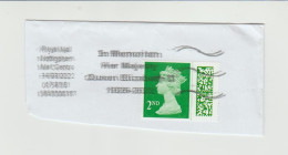 United Kingdom 2022 2nd Class With Barcode And ''In Memoriam Her Majesty Queen Elizabeth 1926-2022¨ Tied On Piece - Gebraucht