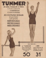 Costumi Da Bagno TUNMER - Pubblicità D'epoca - 1933 Old Advertising - Advertising