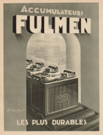 Accumulatori FULMEN - Pubblicità D'epoca - 1937 Old Advertising - Advertising